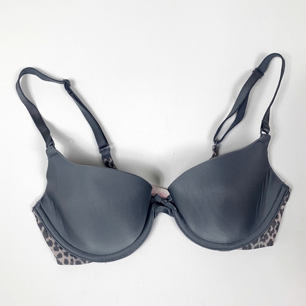Victoria’s Secret Demi Gray Pink Leopard Bra 32C